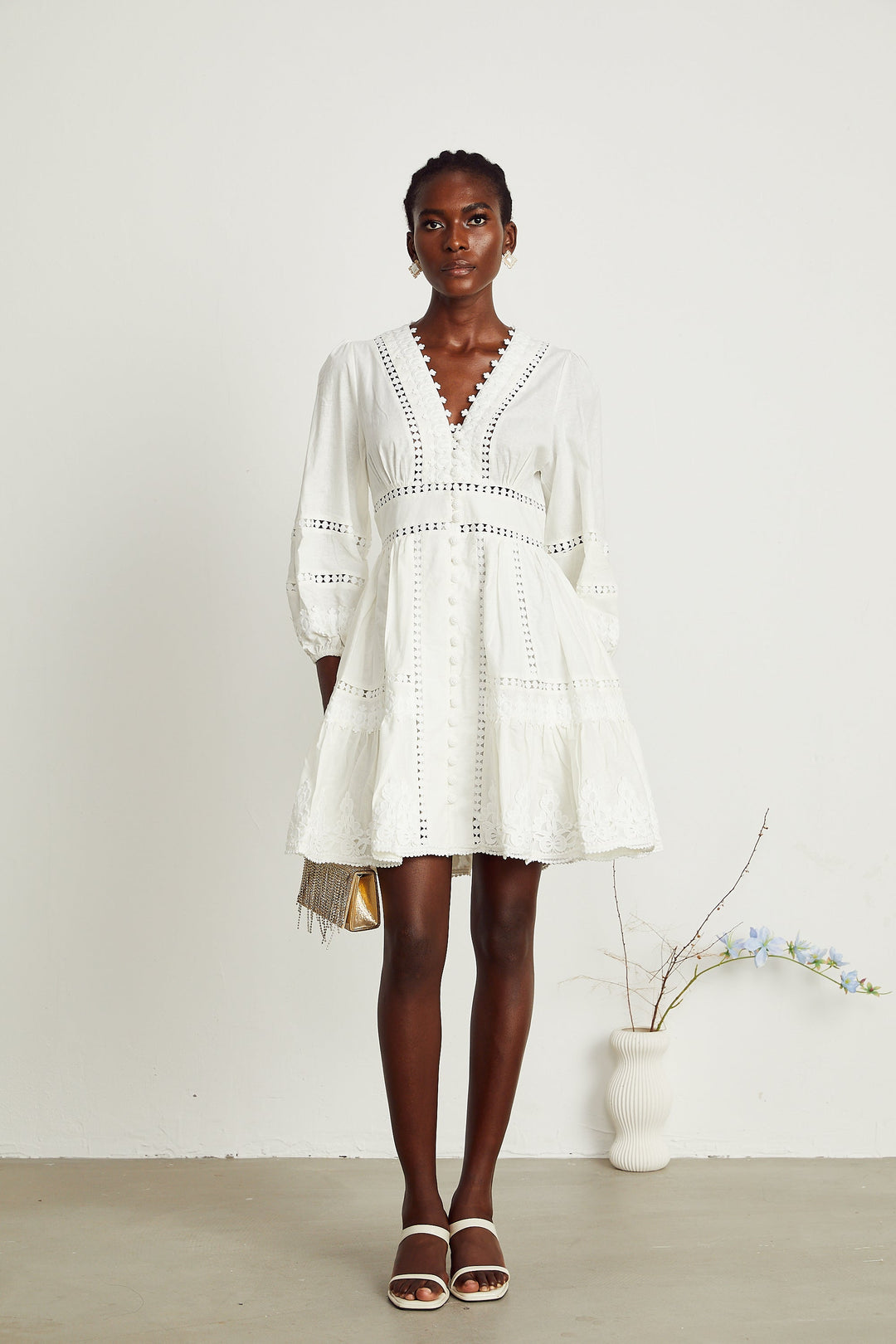 Sadie dantel mini elbise