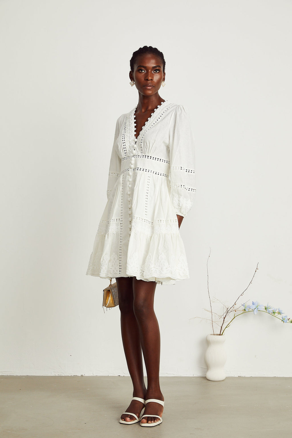 Sadie dantel mini elbise