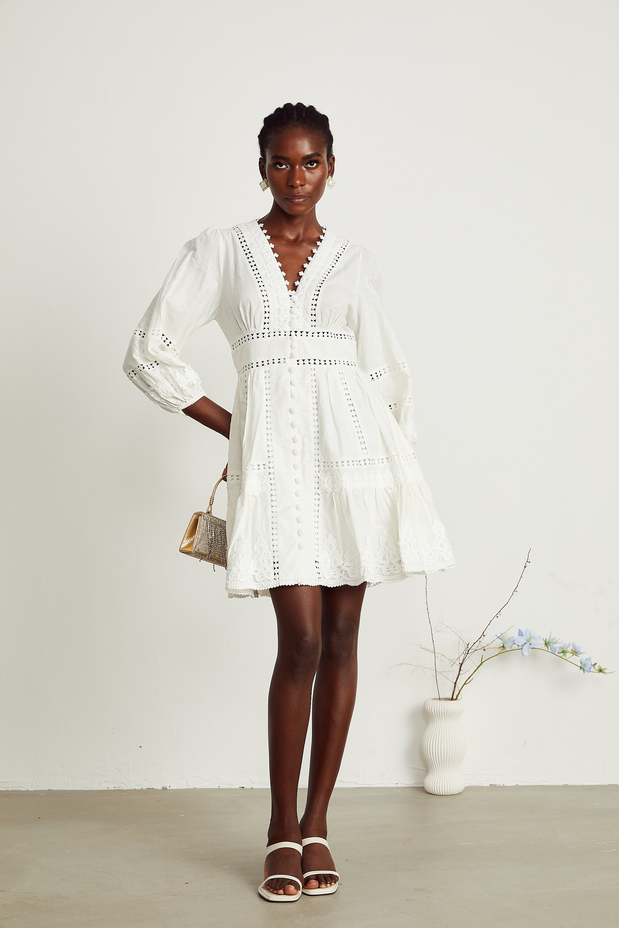 Sadie dantel mini elbise