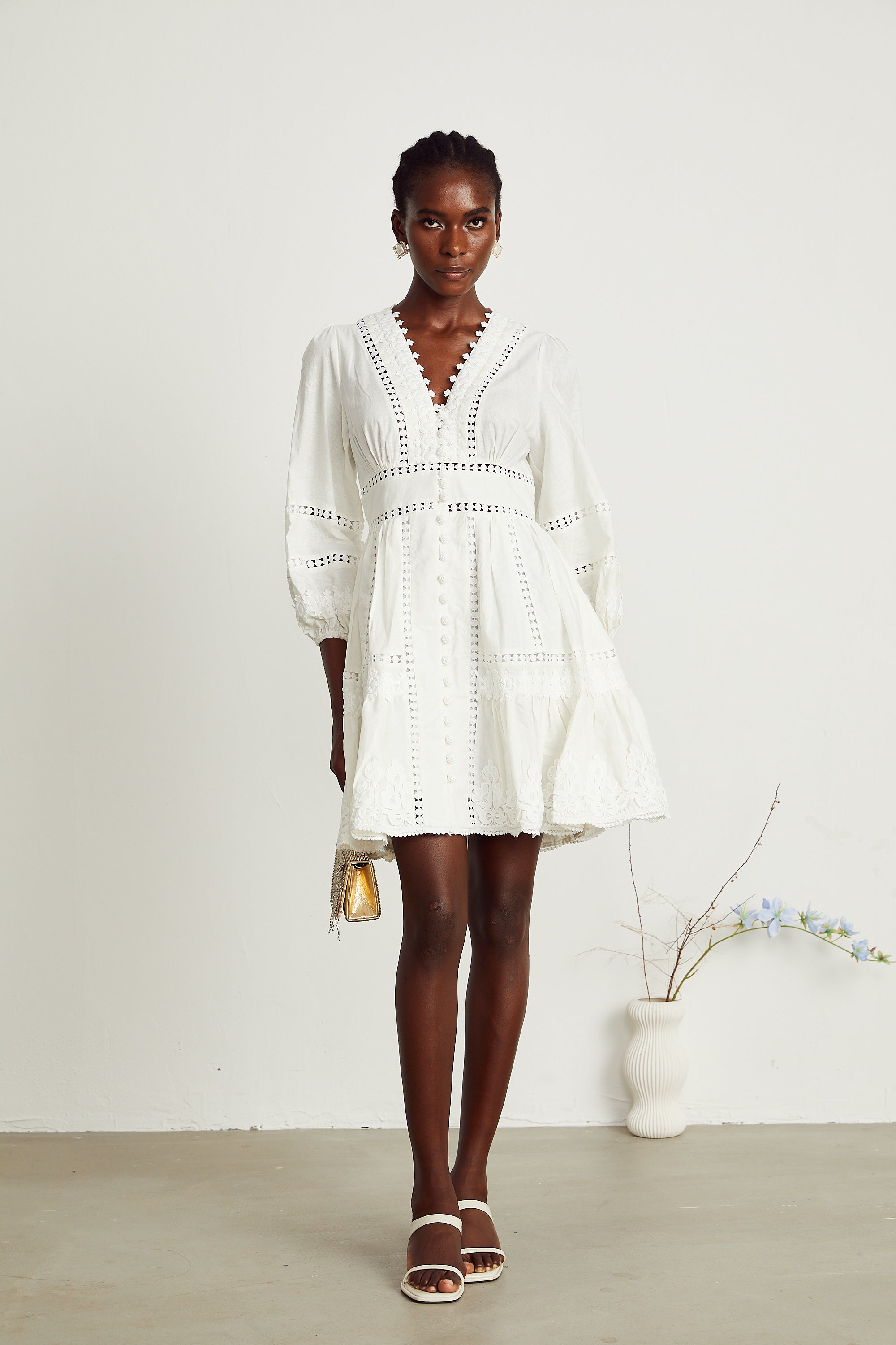 Sadie dantel mini elbise