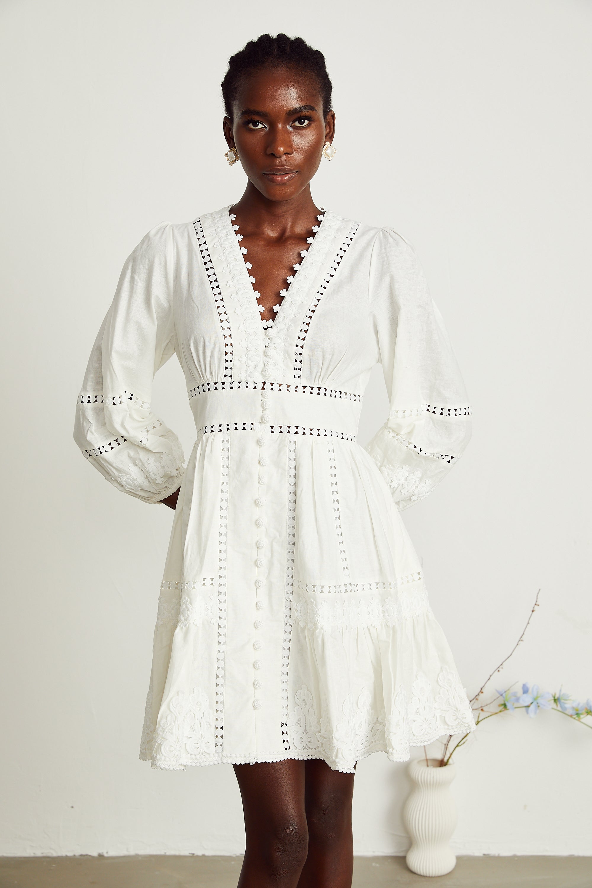 Sadie dantel mini elbise