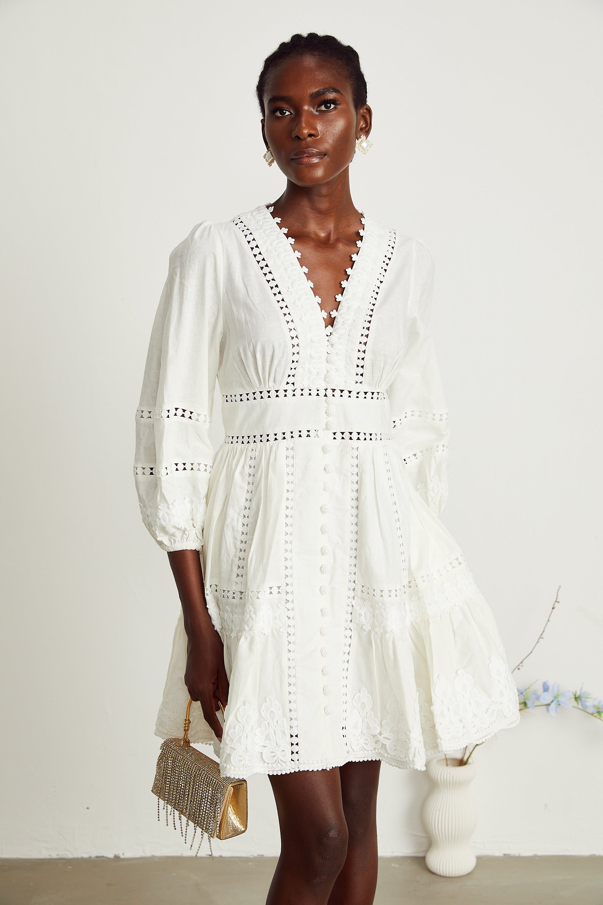 Sadie dantel mini elbise