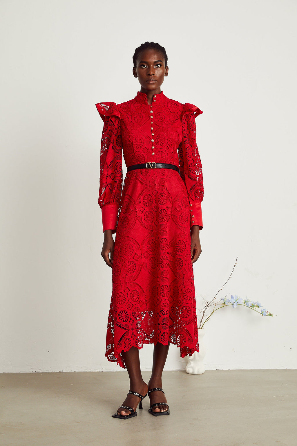 Isolde dantel maksi elbise