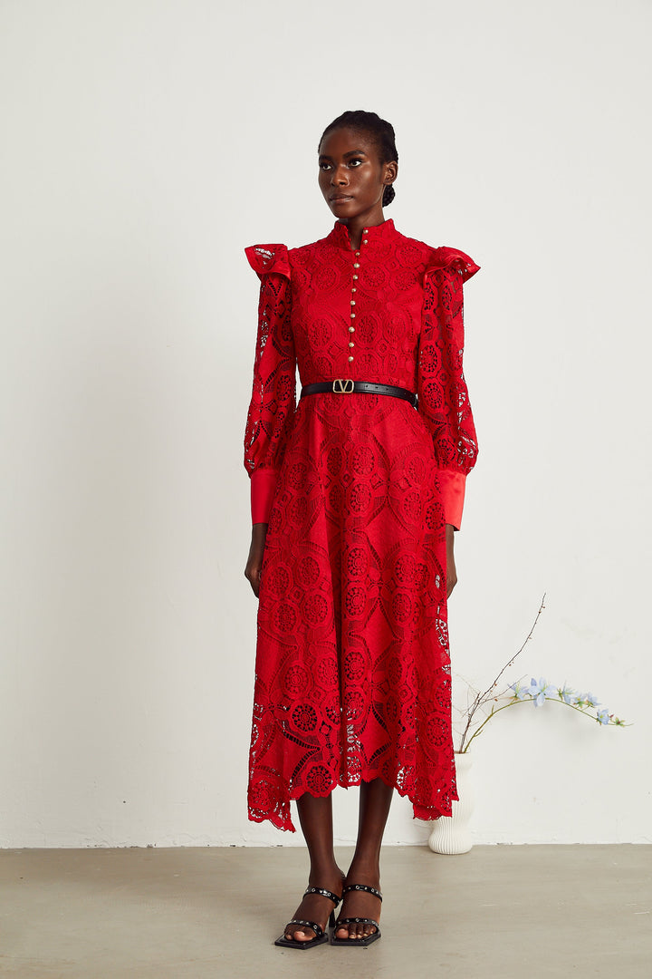 Isolde dantel maksi elbise