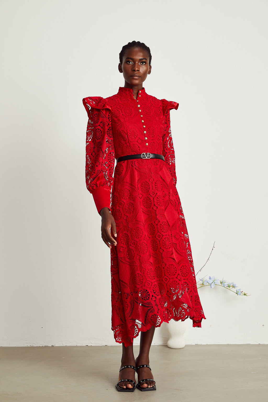 Isolde dantel maksi elbise