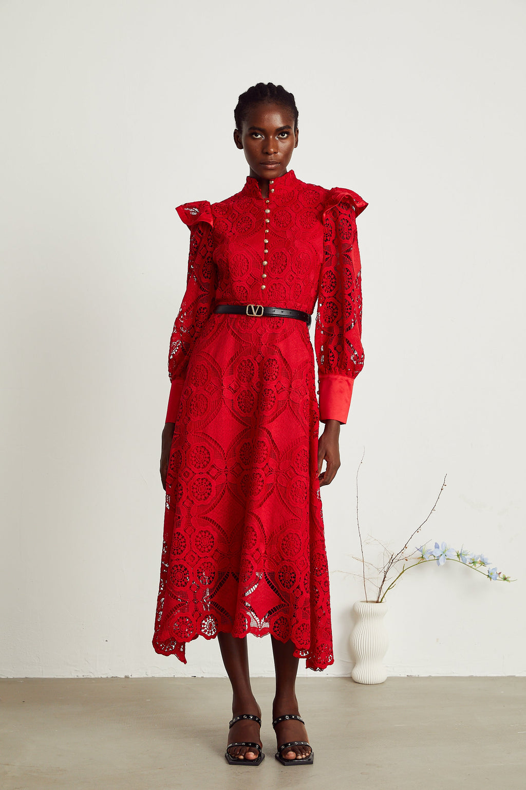 Isolde dantel maksi elbise