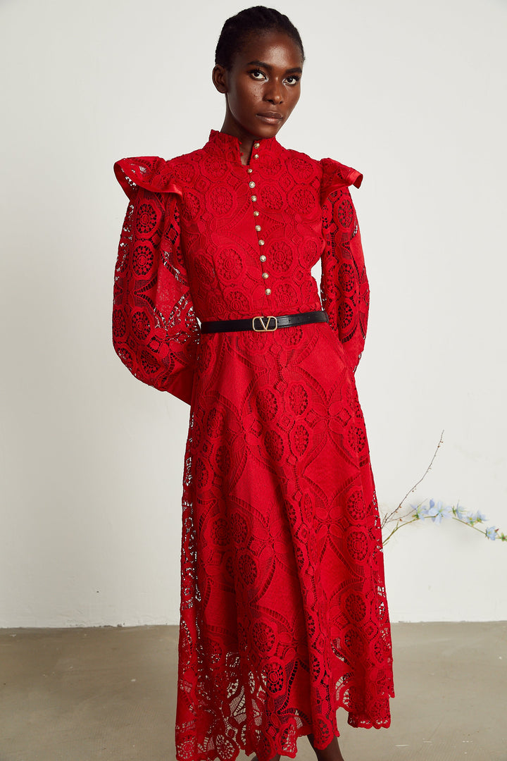 Isolde dantel maksi elbise