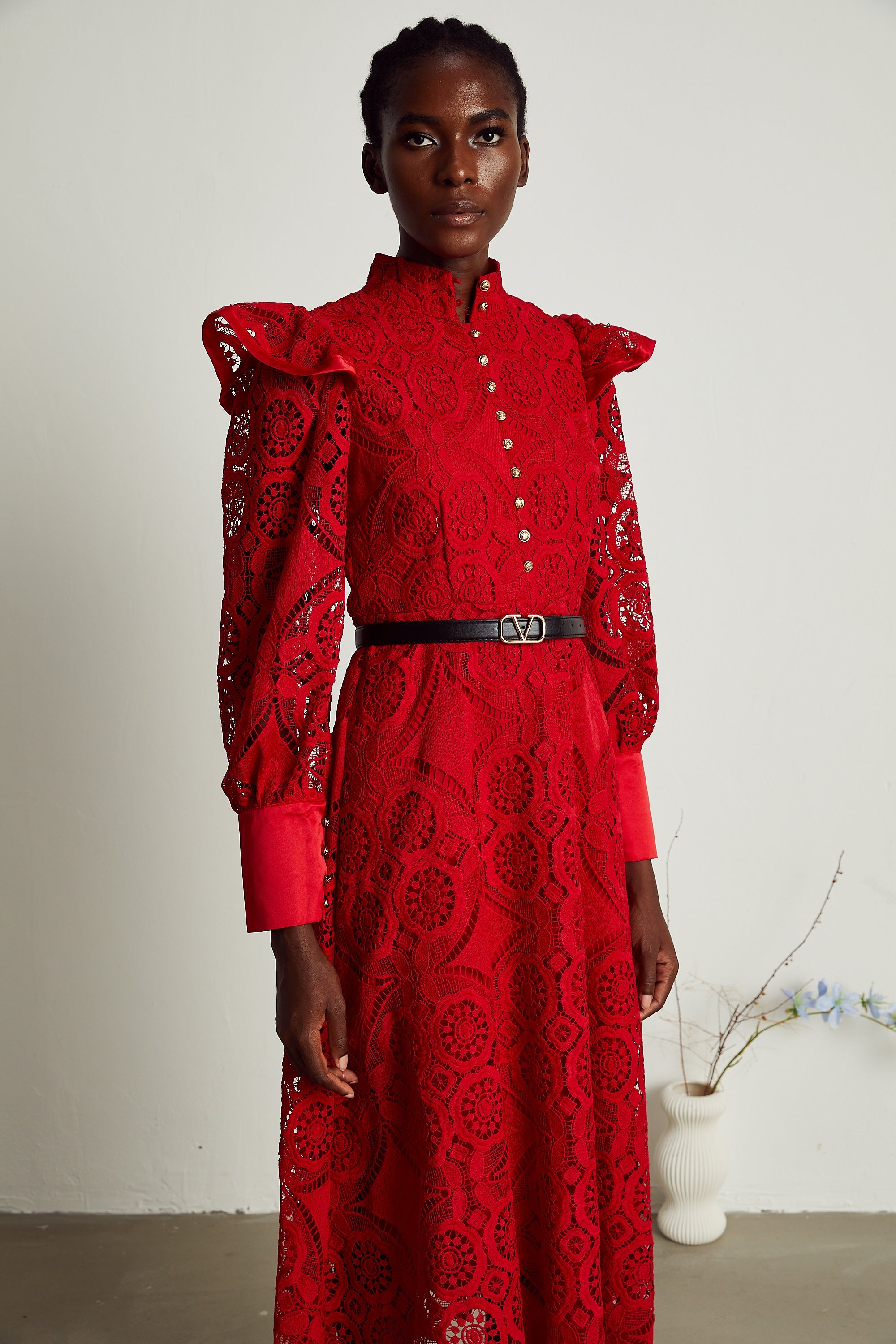 Isolde dantel maksi elbise