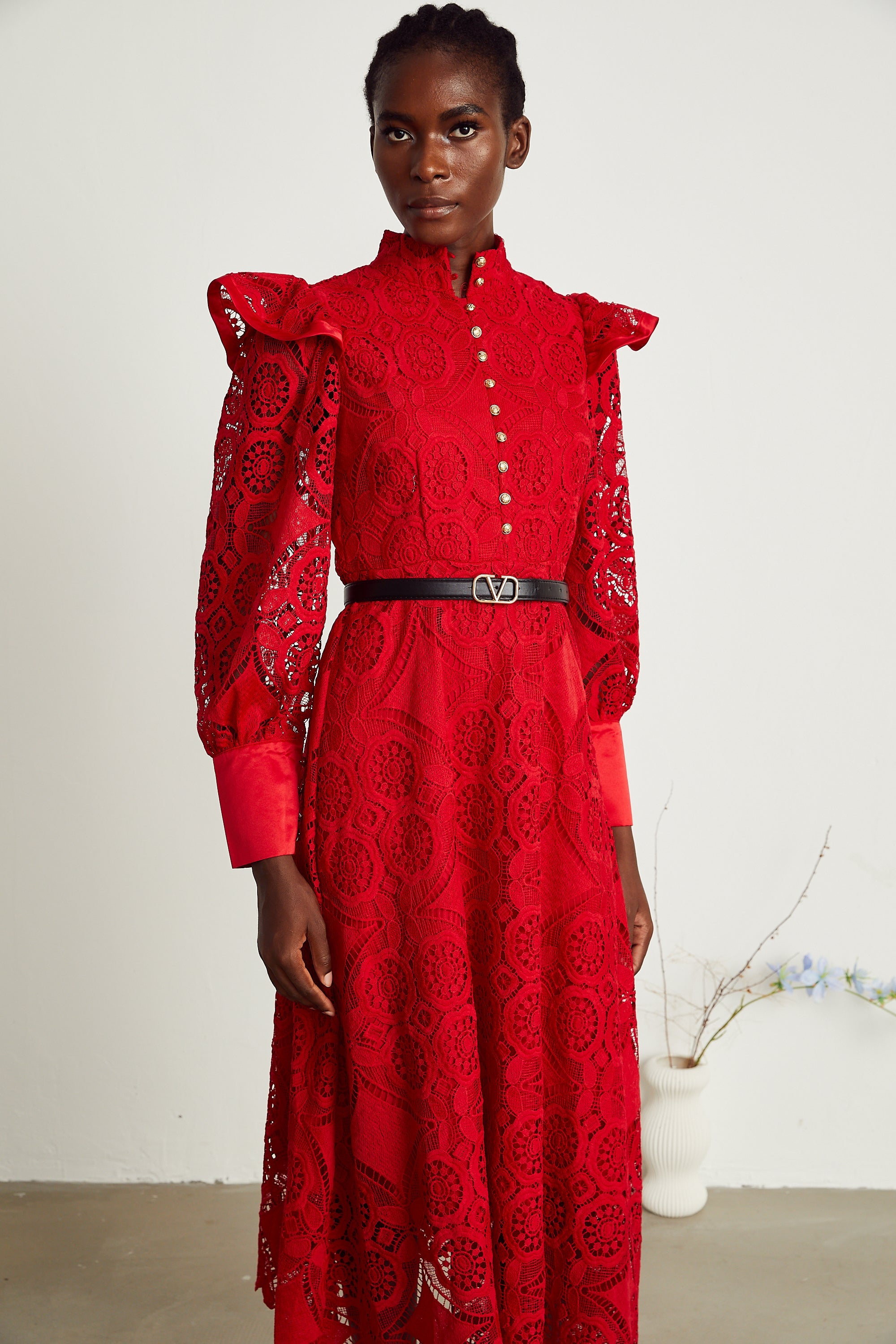 Isolde dantel maksi elbise