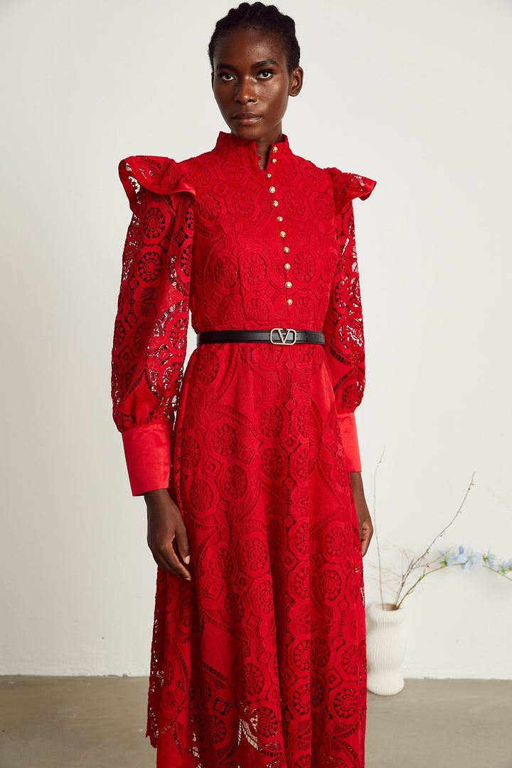 Isolde dantel maksi elbise