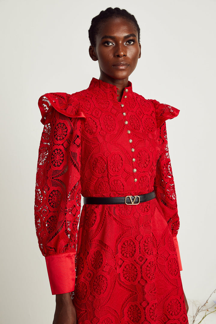 Isolde dantel maksi elbise