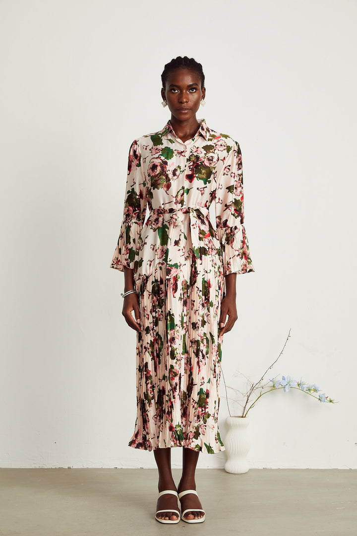 Diane pile midi elbise