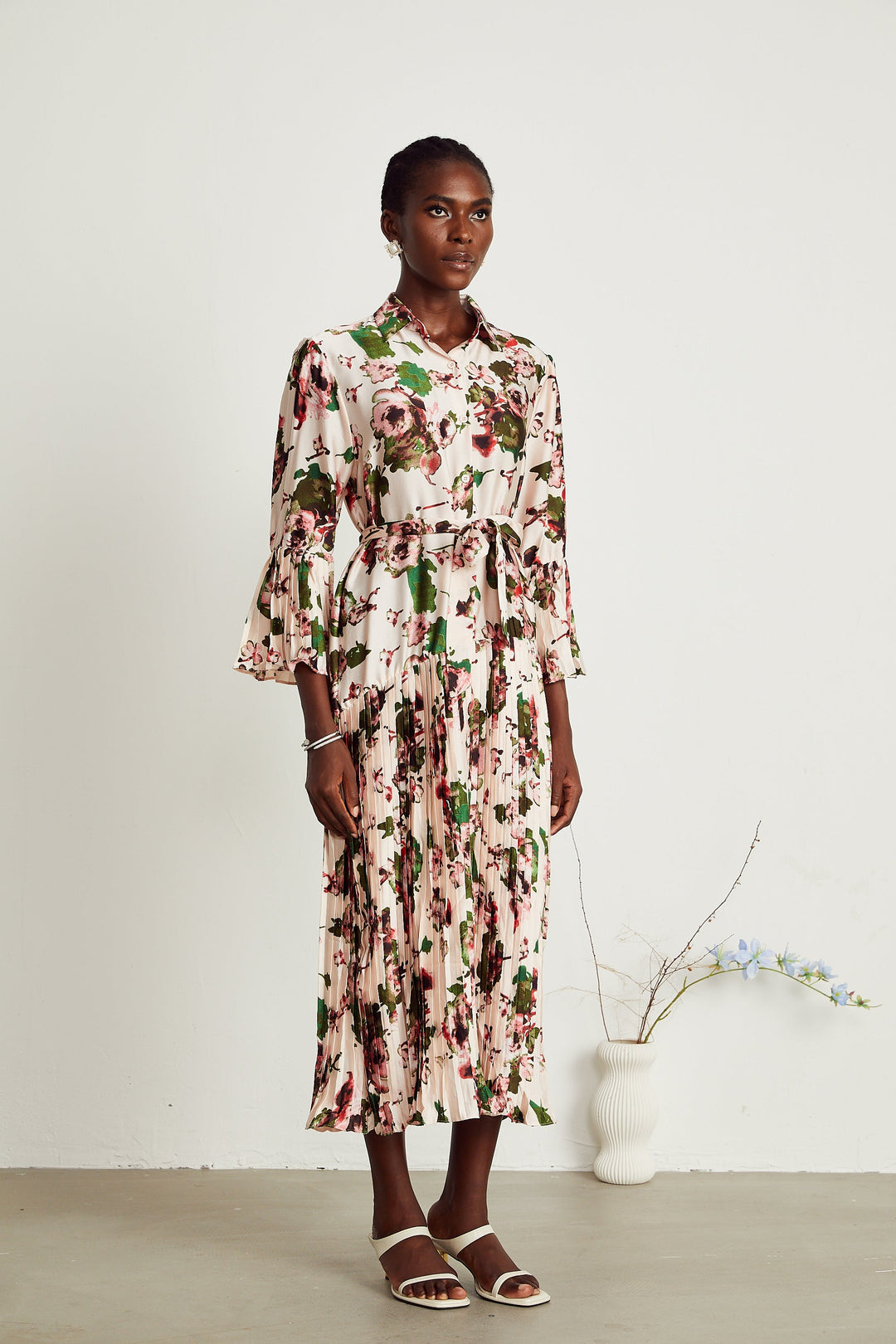 Diane pile midi elbise