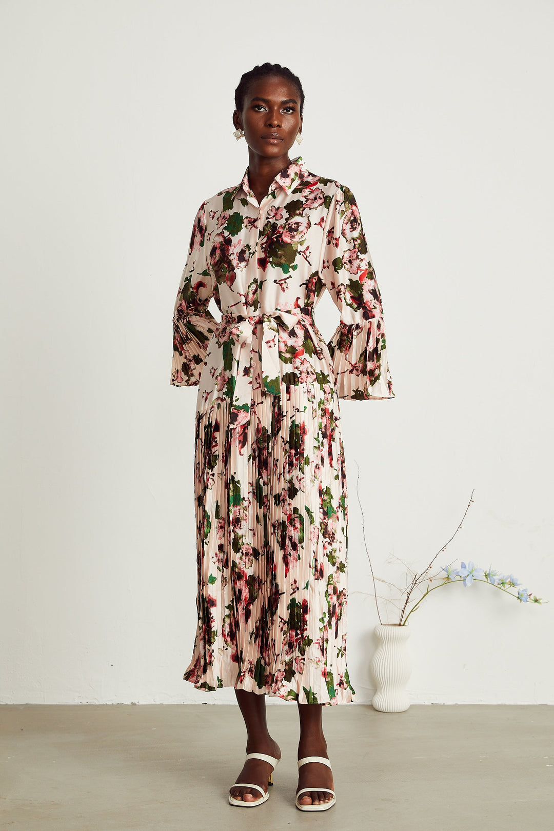 Diane pile midi elbise