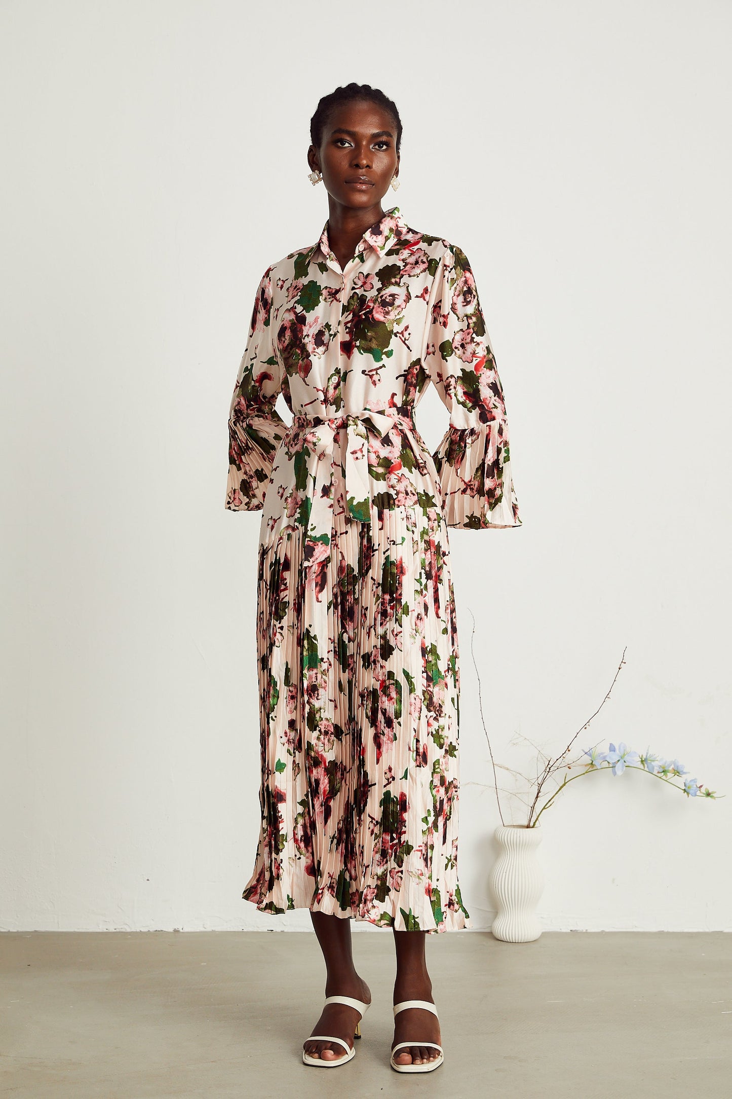 Diane pile midi elbise
