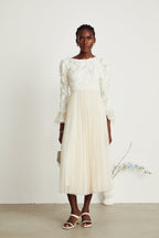 Thibaulte dantel midi elbise