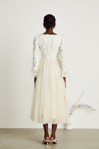 Thibaulte dantel midi elbise