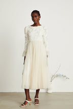 Thibaulte dantel midi elbise