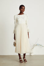 Thibaulte dantel midi elbise