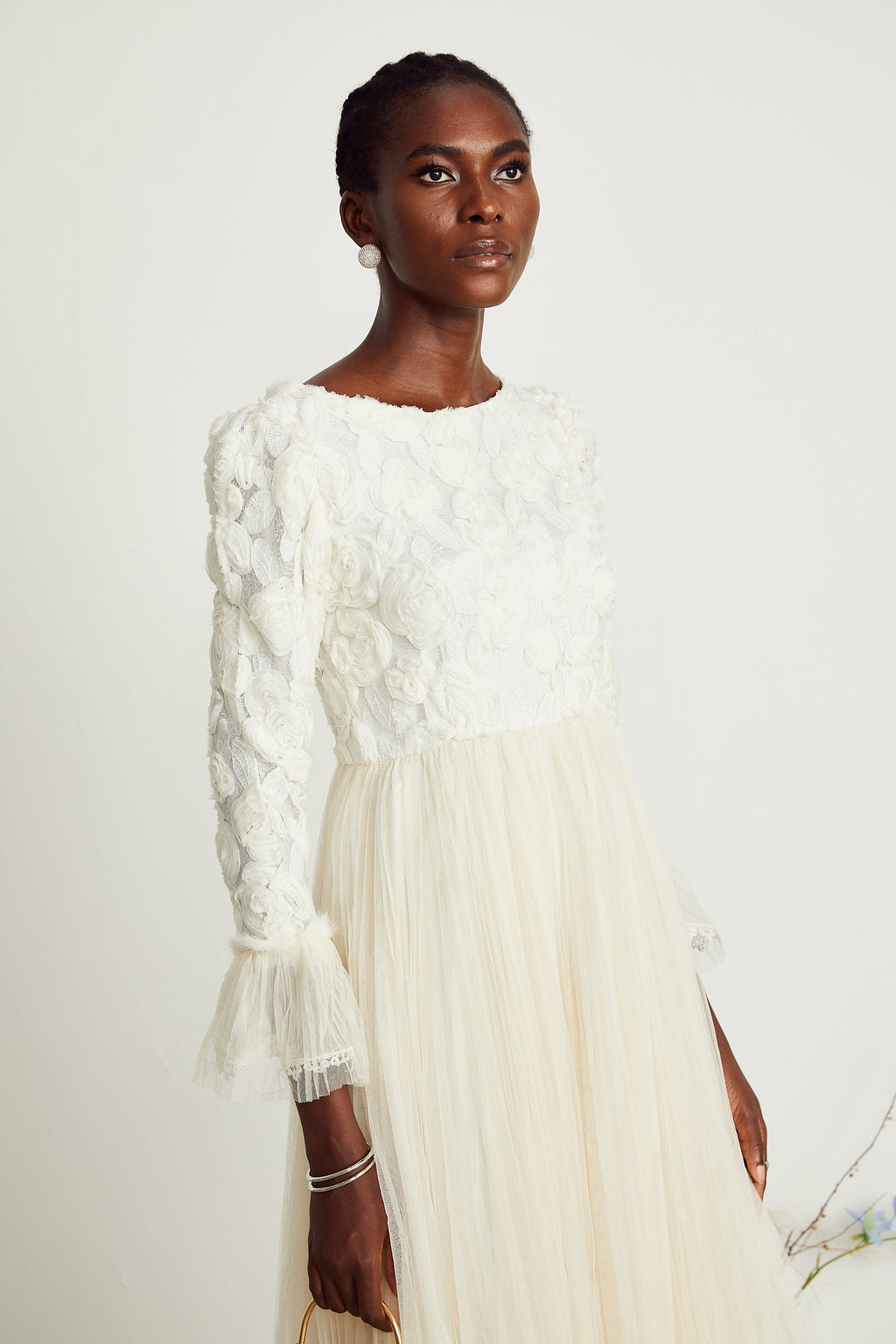 Thibaulte dantel midi elbise