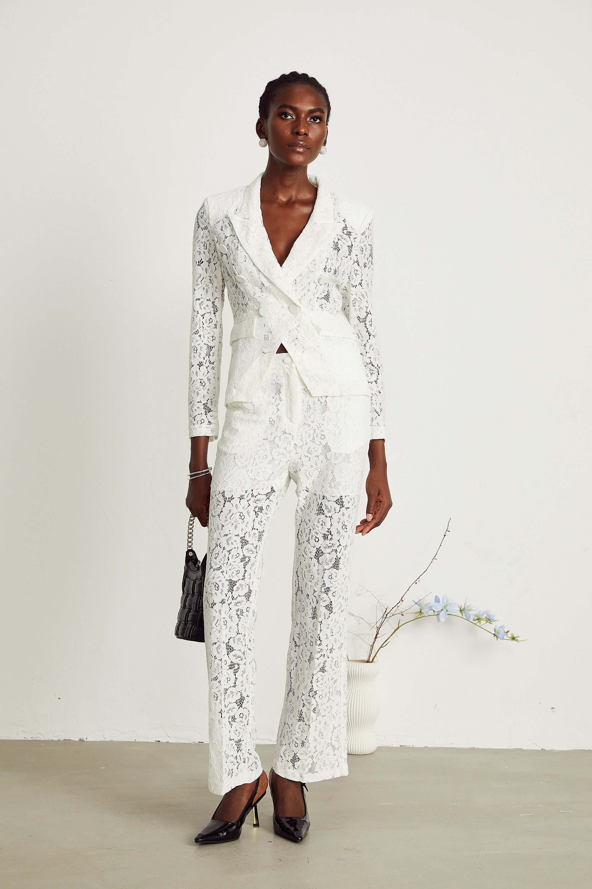 Zoé dantel blazer ve pantolon takım