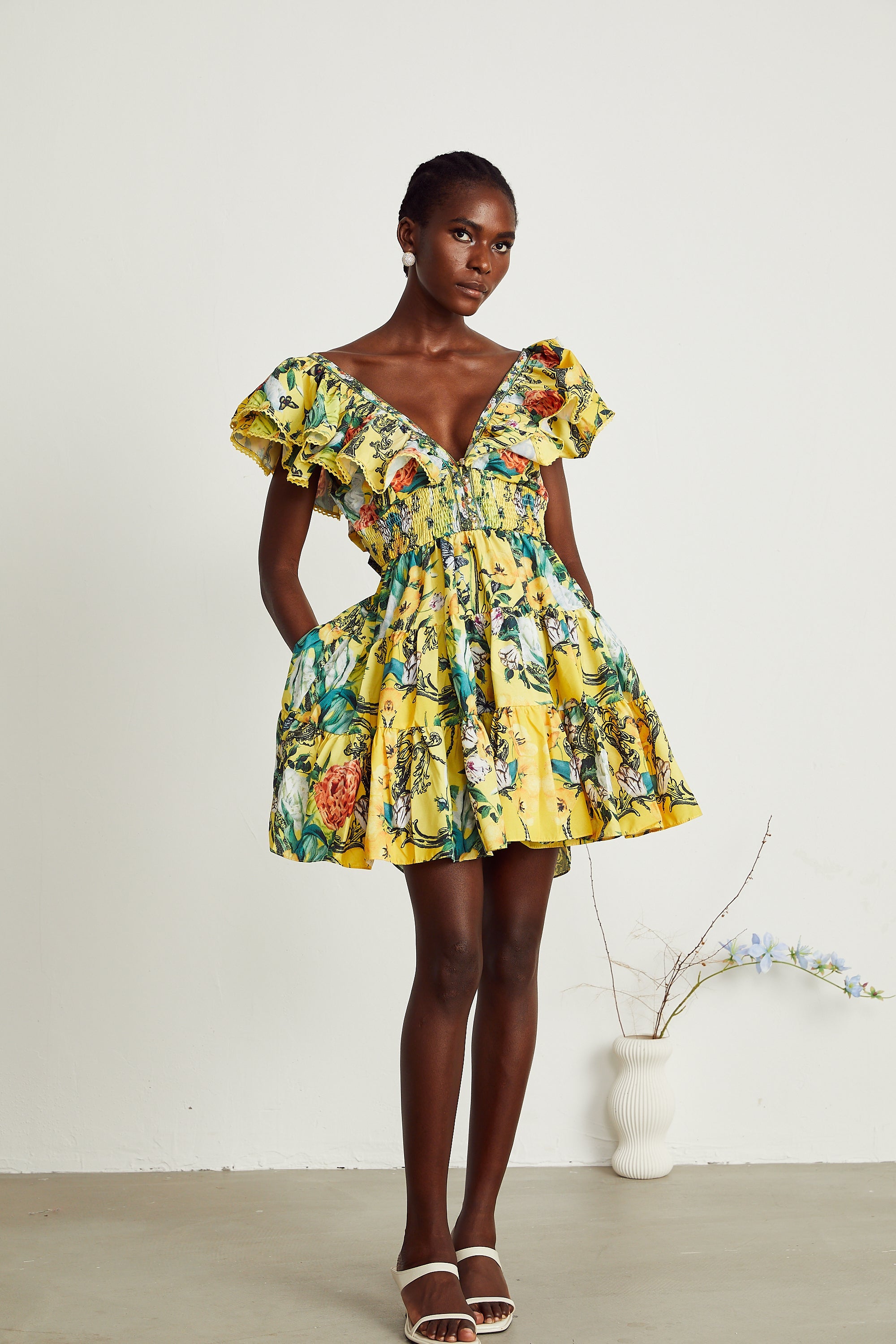 Saige desenli mini elbise