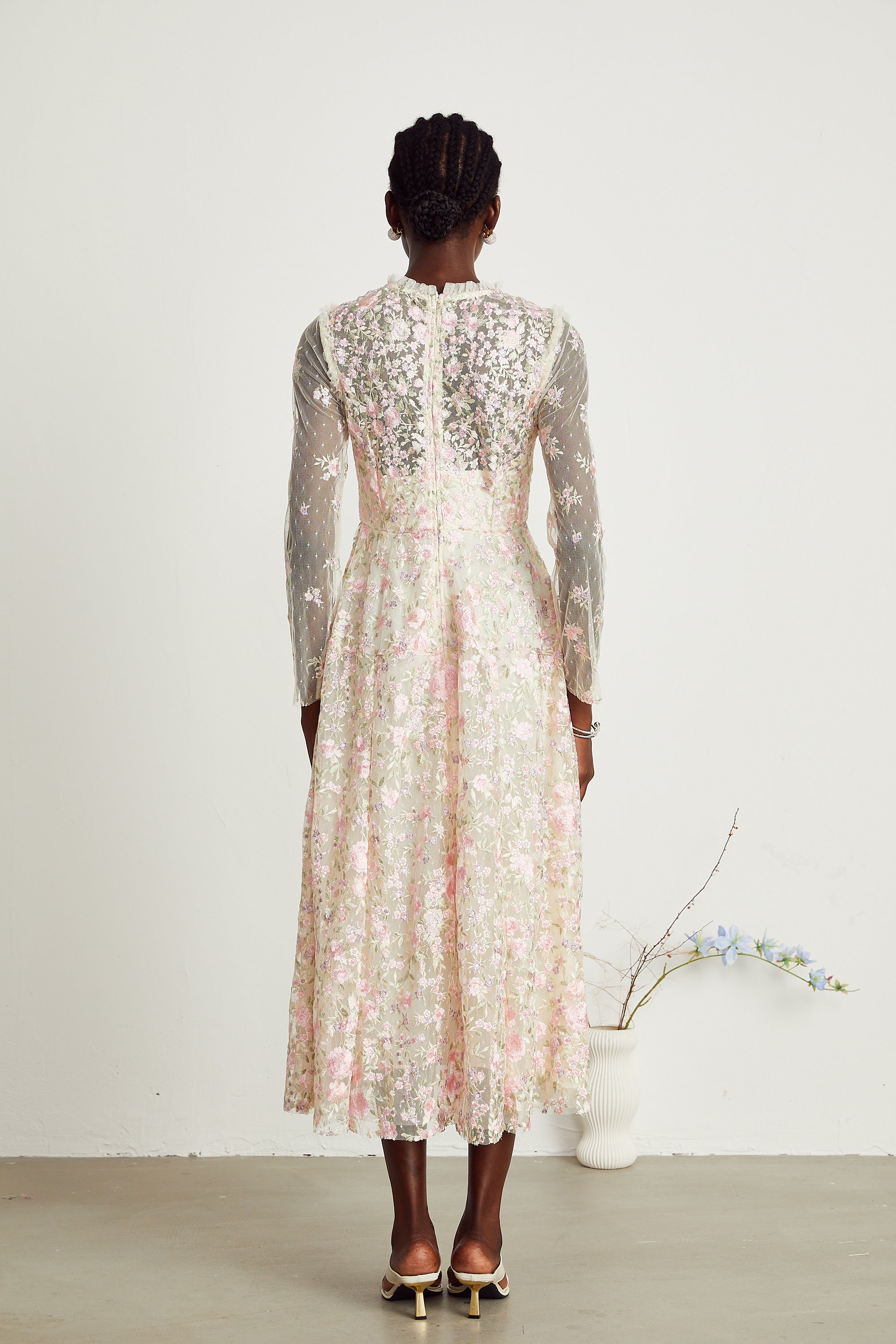 Lucie tül midi elbise