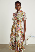 Clotilde çiçek midi elbise