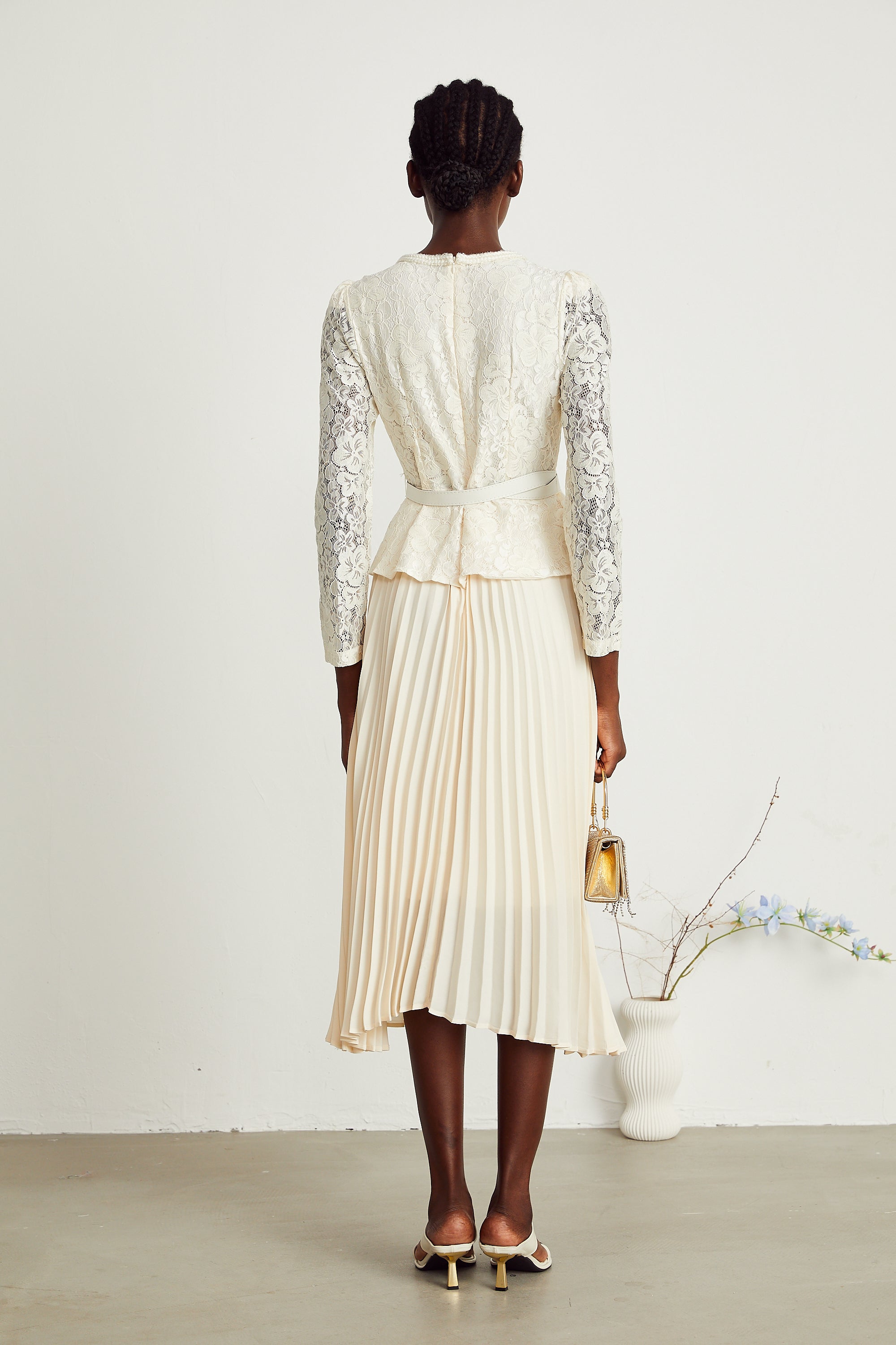 Isabelle dantel midi elbise