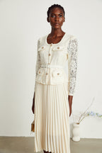 Isabelle dantel midi elbise