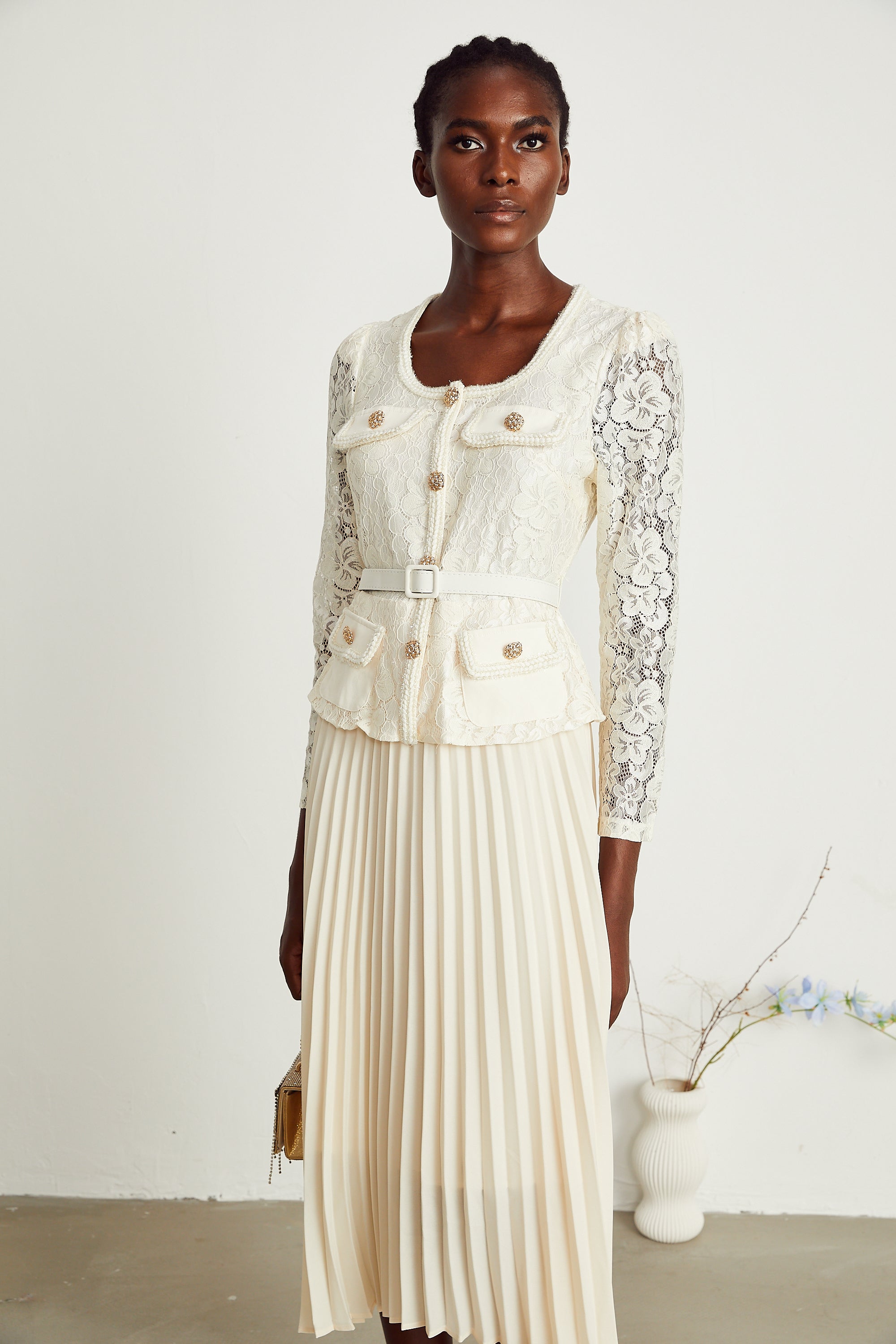 Isabelle dantel midi elbise