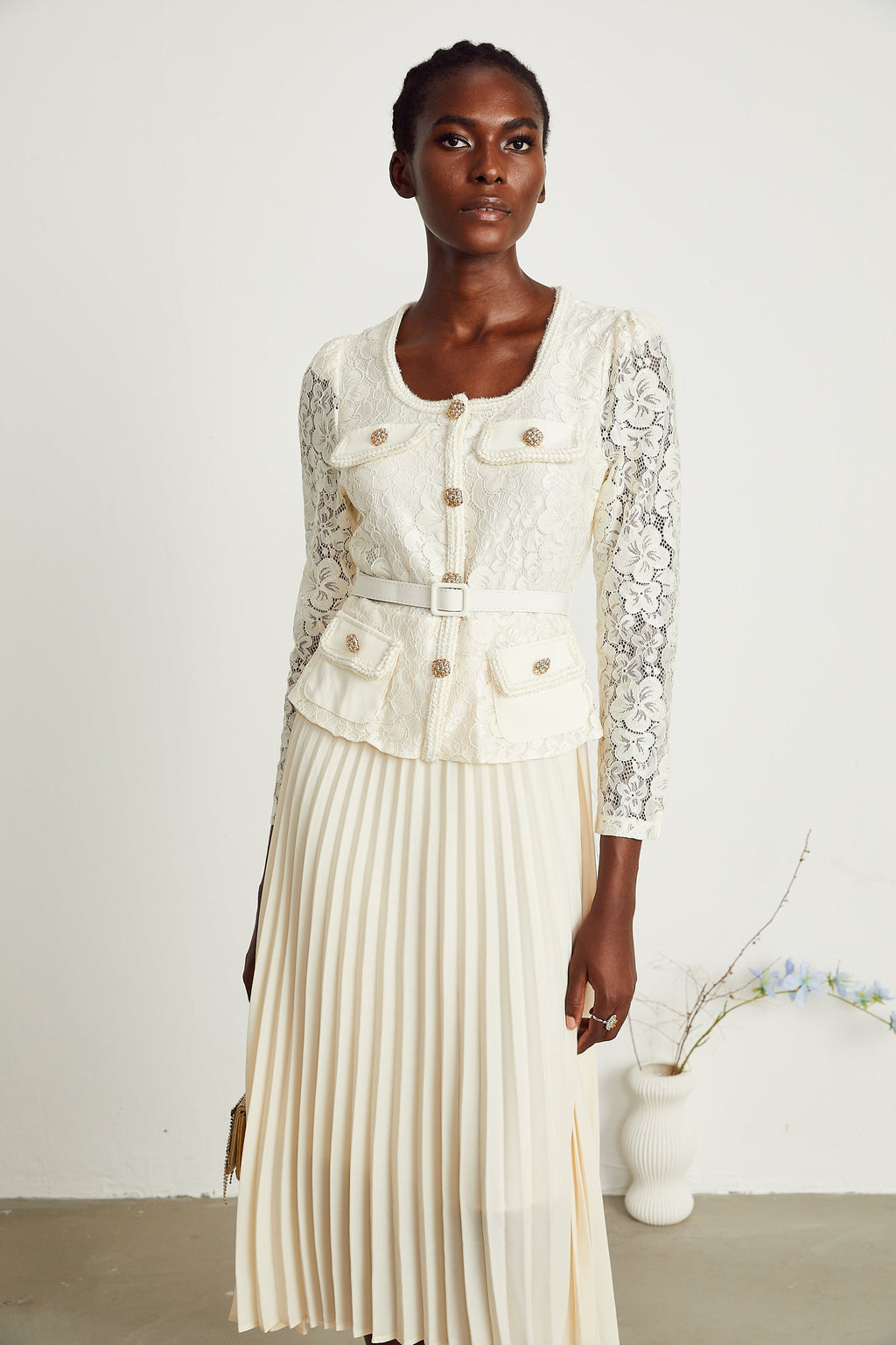 Isabelle dantel midi elbise