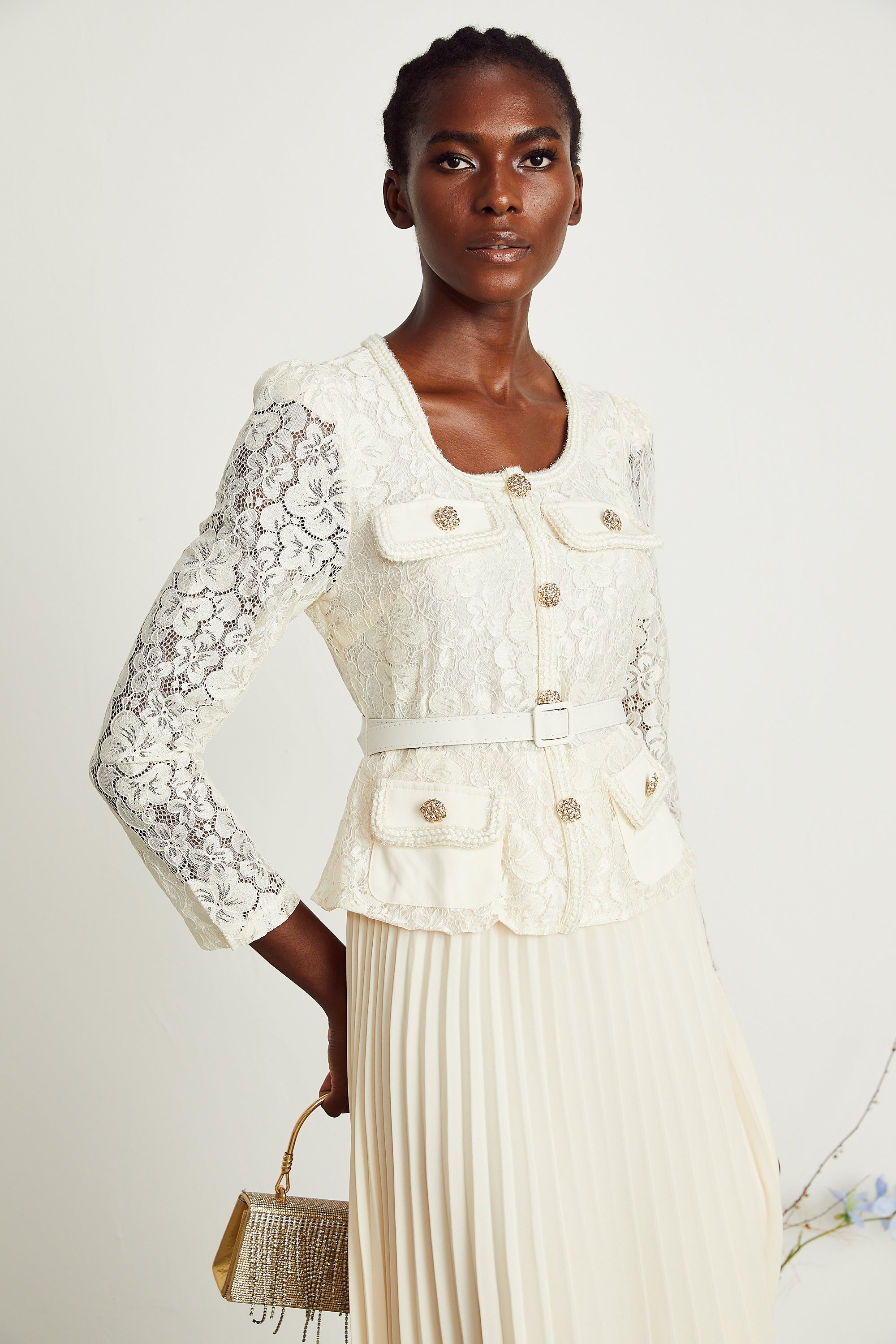 Isabelle dantel midi elbise