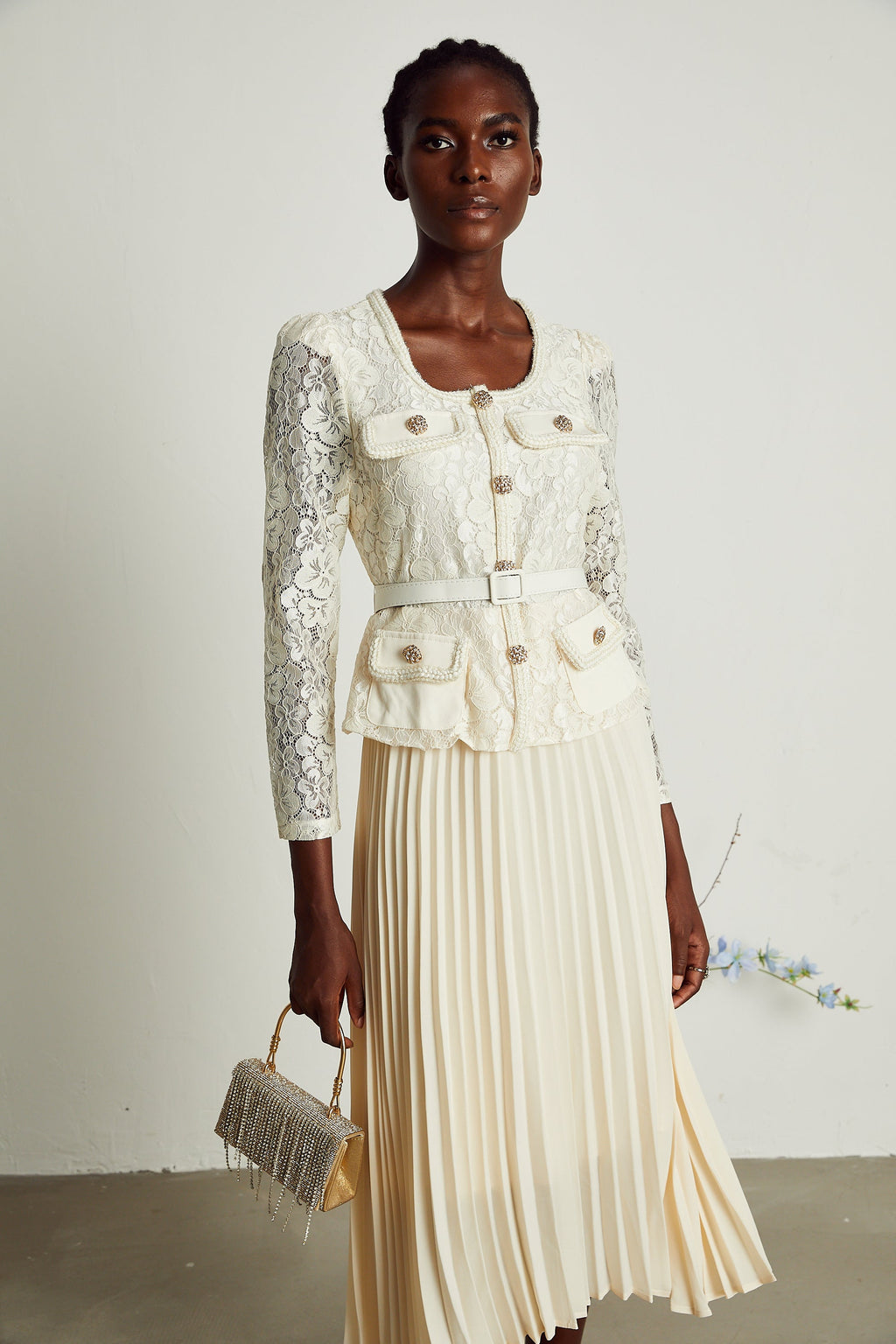 Isabelle dantel midi elbise