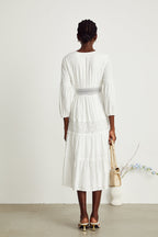 Geneviève dantel midi elbise