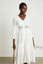 Geneviève dantel midi elbise