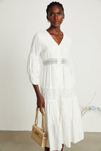 Geneviève dantel midi elbise