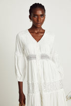 Geneviève dantel midi elbise