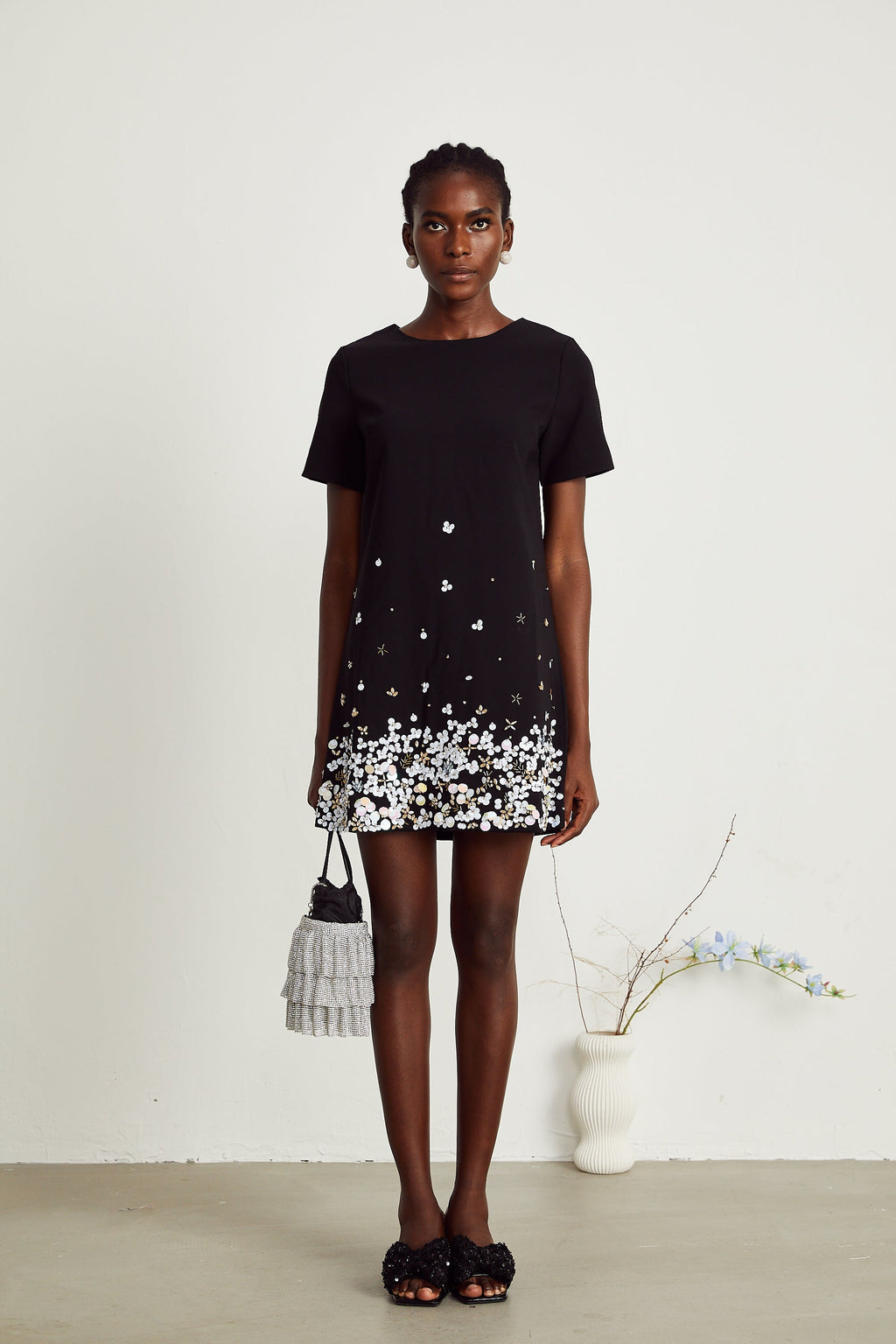 Rachel kristal mini elbise