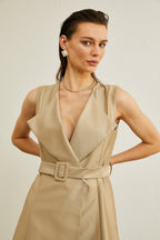 Gisèle kolsuz midi elbise