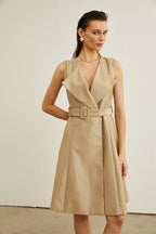 Gisèle kolsuz midi elbise