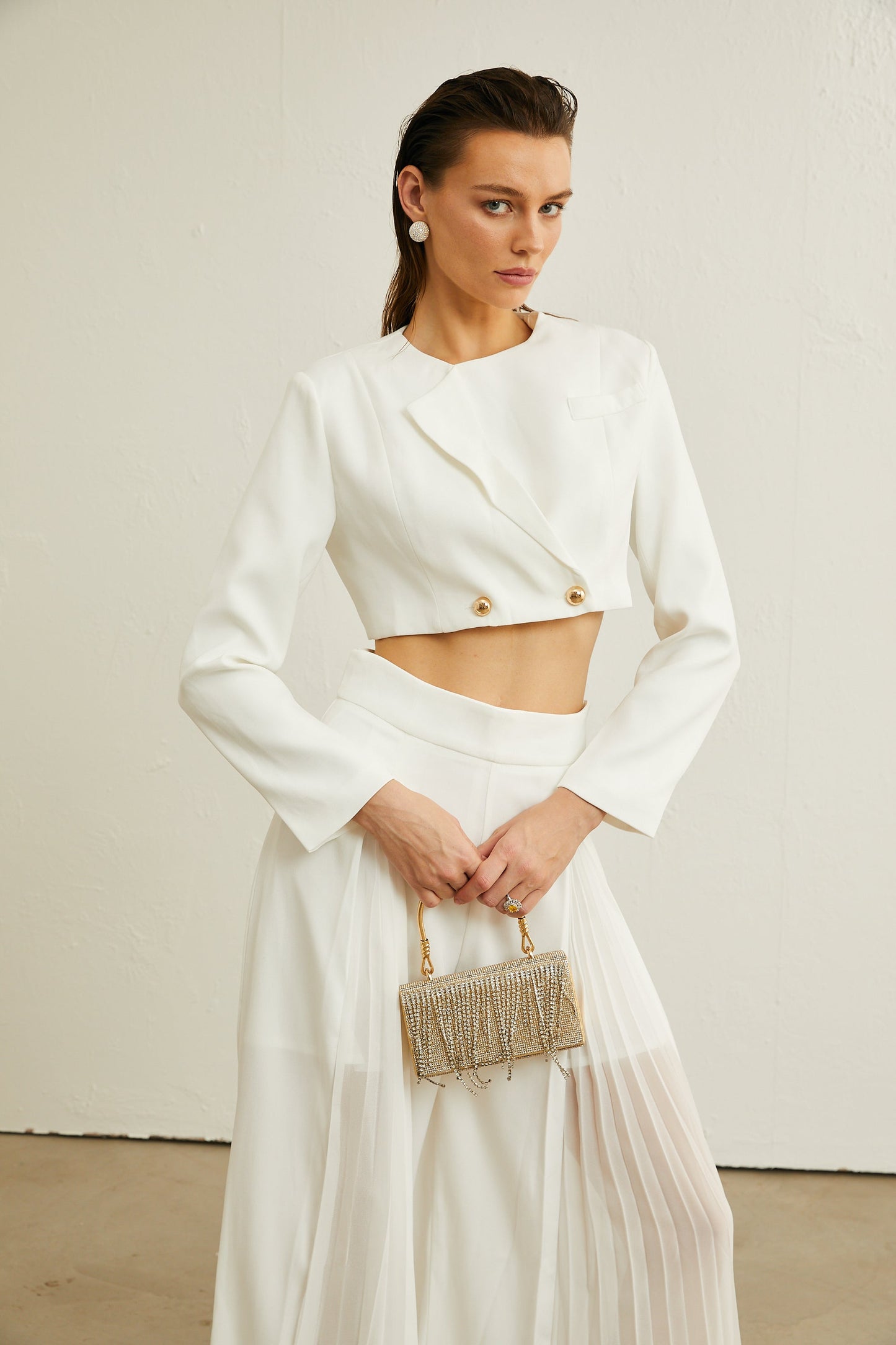 Rachel tül blazer ve pantolon takım