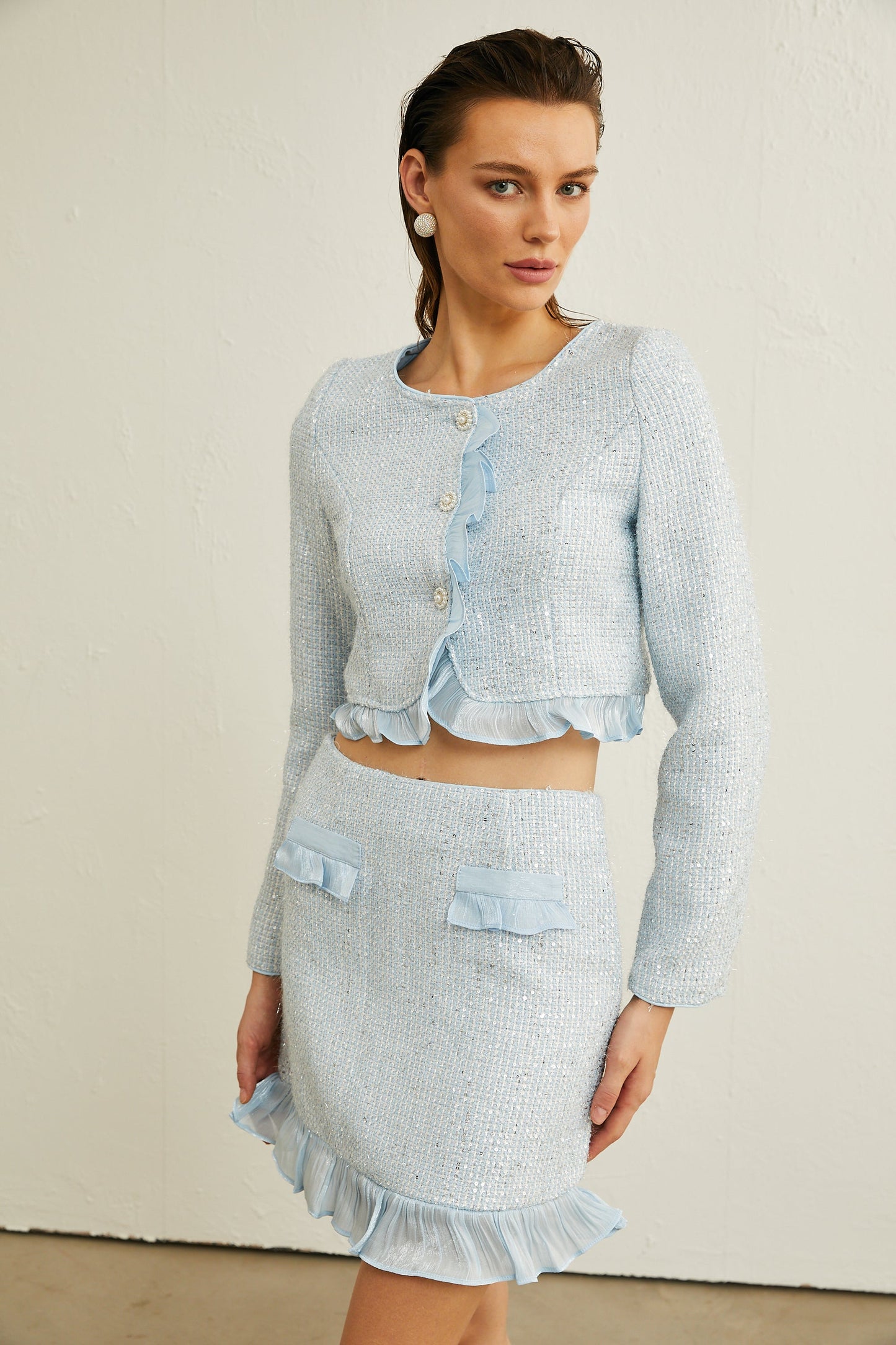Viviane tüvit blazer ve etek takım