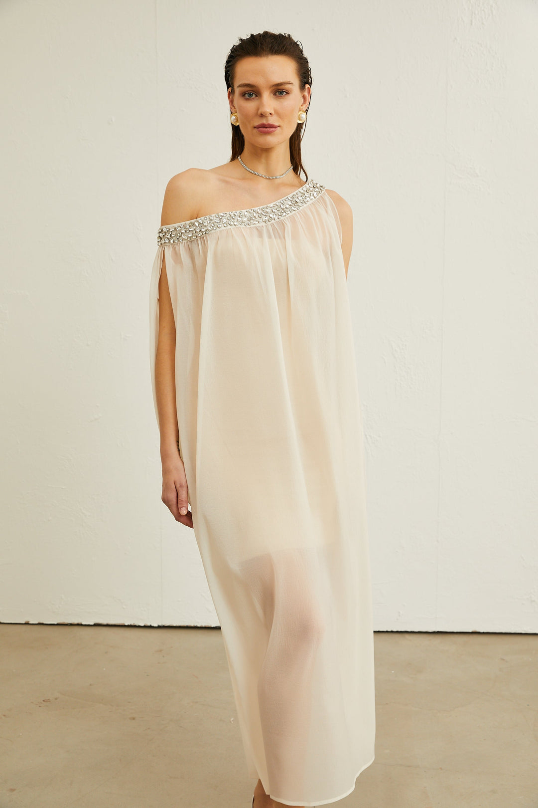 Austen kristal midi elbise