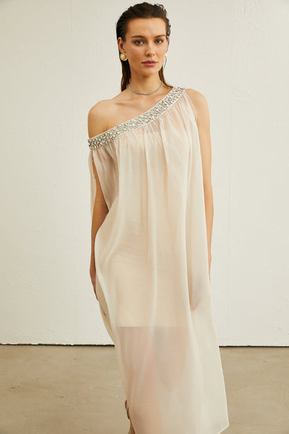 Austen kristal midi elbise