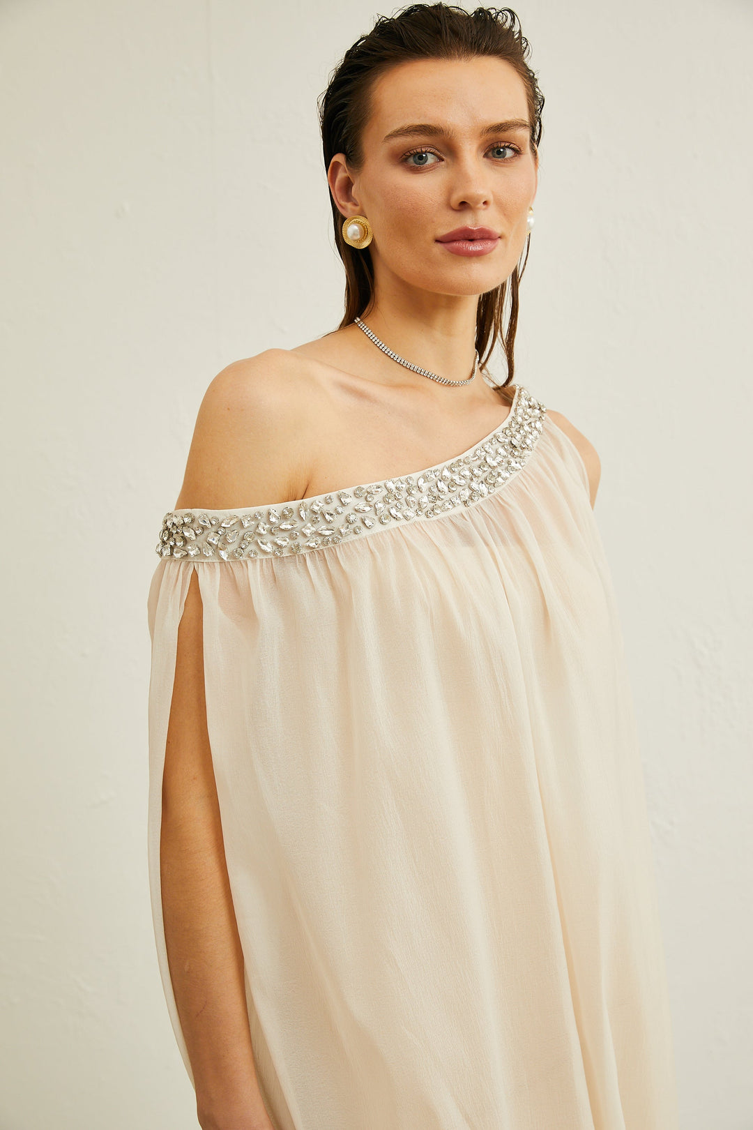 Austen kristal midi elbise
