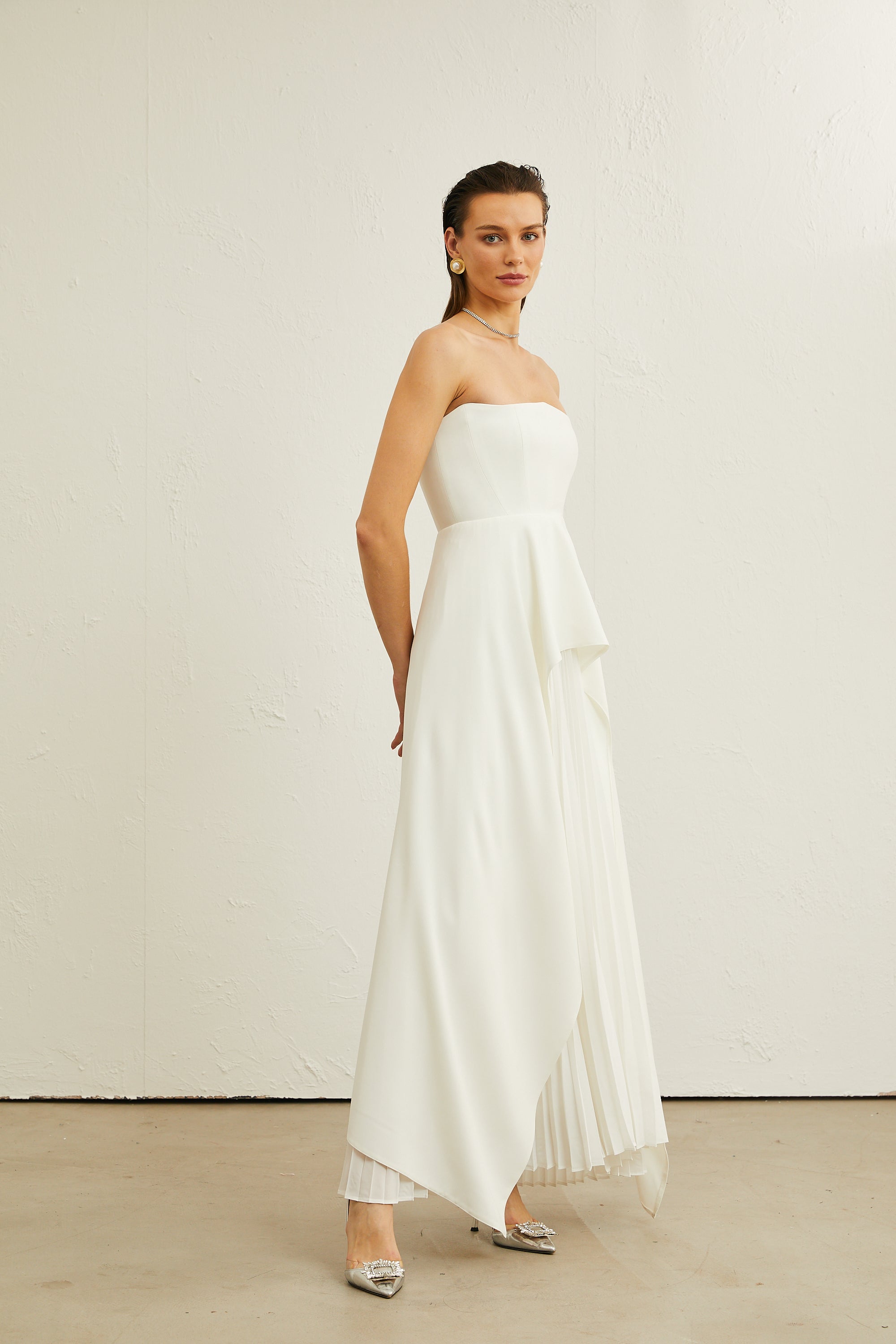 Vanessa pileli maksi elbise