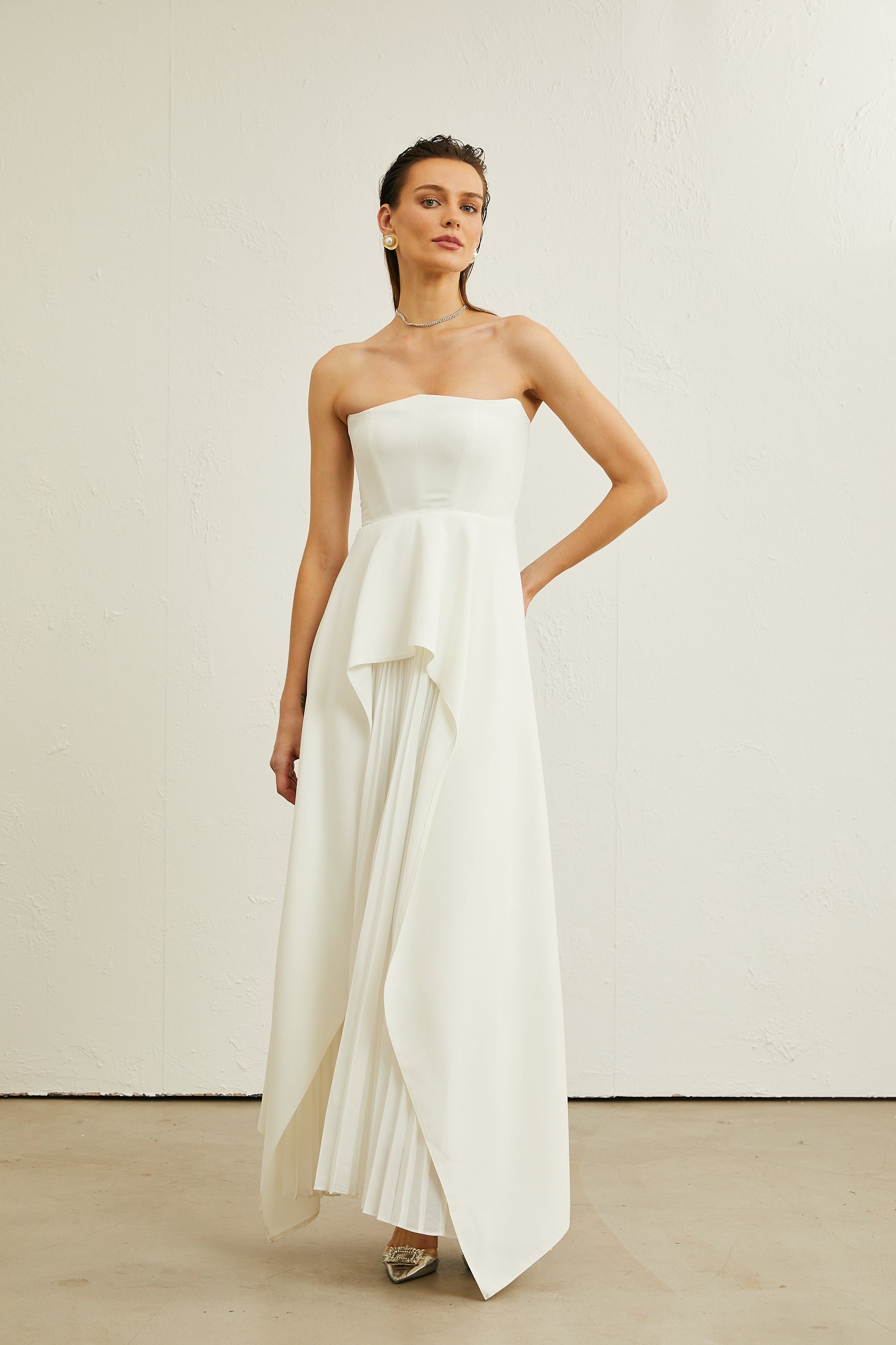 Vanessa pileli maksi elbise