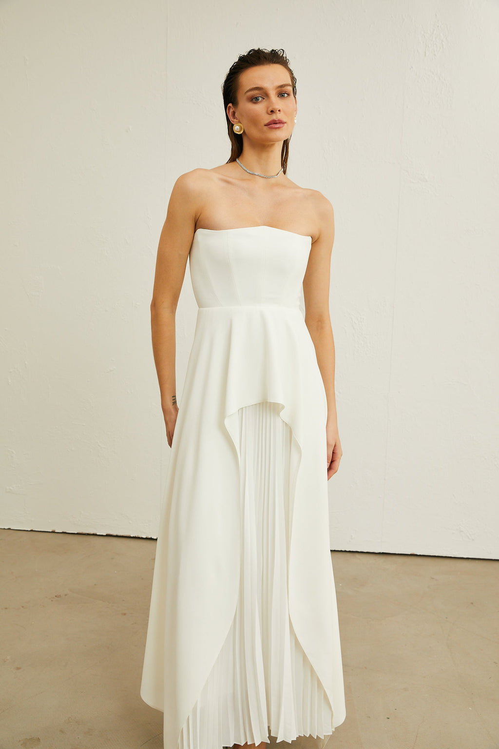 Vanessa pileli maksi elbise