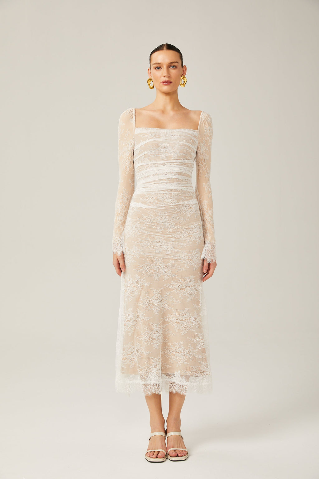 Karima dantel midi elbise